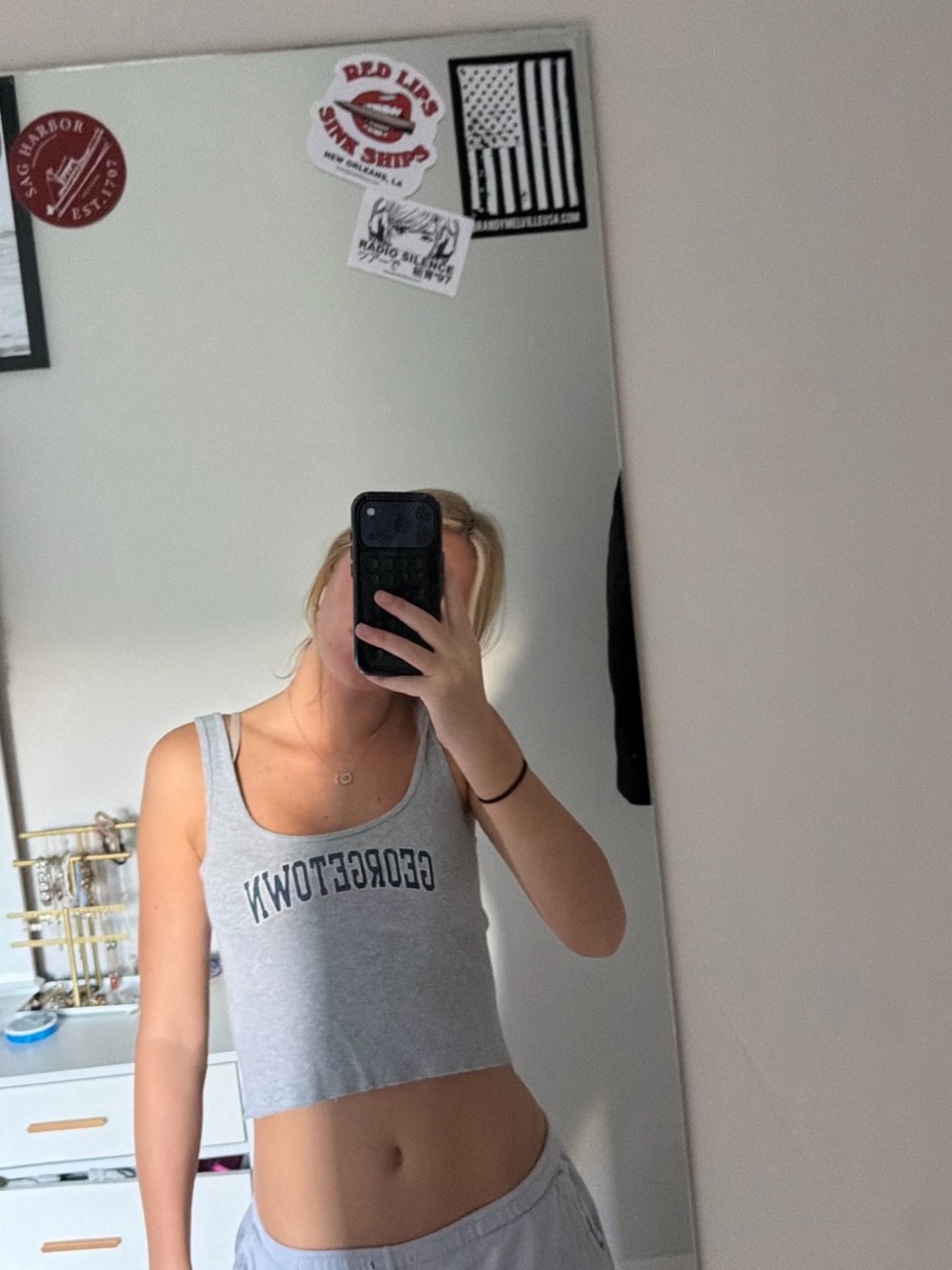 Brandy Melville Gray 'GEORGETOWN' Crop Tank